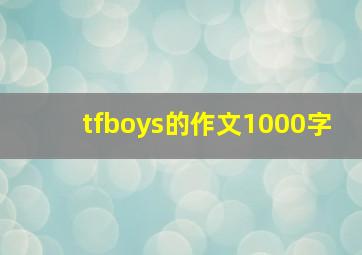 tfboys的作文1000字