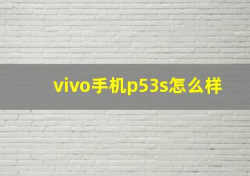 vivo手机p53s怎么样