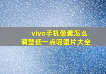 vivo手机像素怎么调整低一点呢图片大全