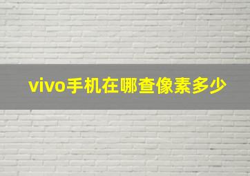 vivo手机在哪查像素多少