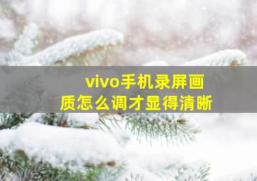 vivo手机录屏画质怎么调才显得清晰