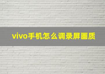 vivo手机怎么调录屏画质