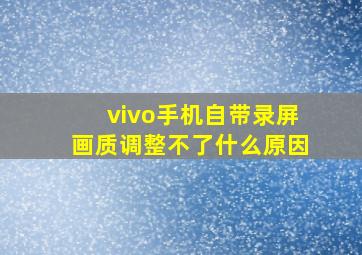 vivo手机自带录屏画质调整不了什么原因