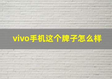 vivo手机这个牌子怎么样