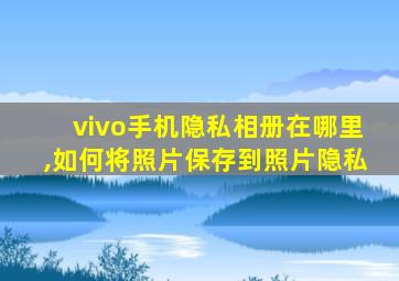 vivo手机隐私相册在哪里,如何将照片保存到照片隐私