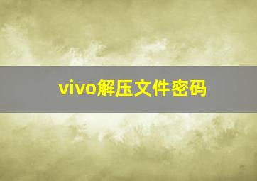 vivo解压文件密码