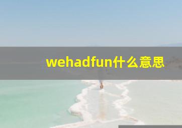 wehadfun什么意思