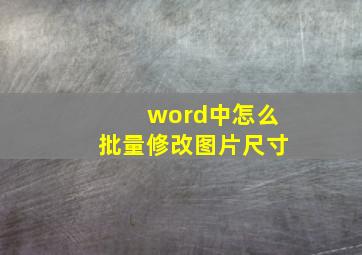 word中怎么批量修改图片尺寸