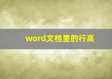 word文档里的行高