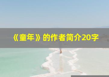 《童年》的作者简介20字