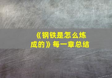 《钢铁是怎么炼成的》每一章总结