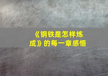 《钢铁是怎样炼成》的每一章感悟