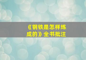 《钢铁是怎样炼成的》全书批注