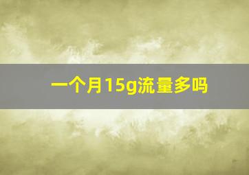 一个月15g流量多吗