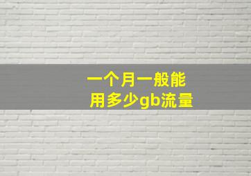 一个月一般能用多少gb流量