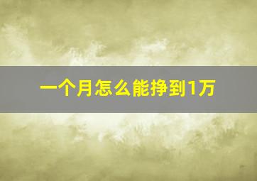 一个月怎么能挣到1万