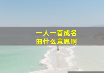 一人一首成名曲什么意思啊