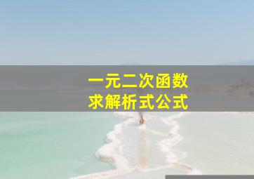 一元二次函数求解析式公式