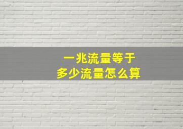 一兆流量等于多少流量怎么算