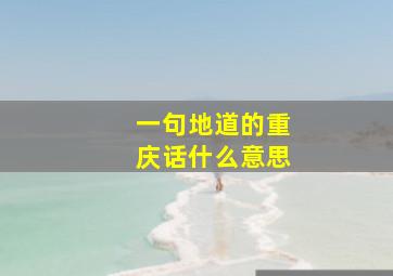 一句地道的重庆话什么意思