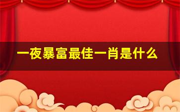 一夜暴富最佳一肖是什么