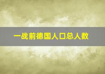 一战前德国人口总人数