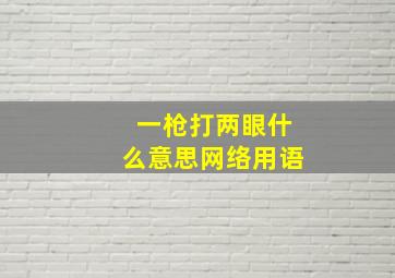 一枪打两眼什么意思网络用语