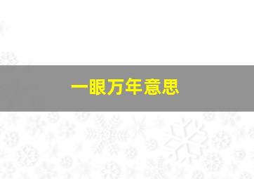 一眼万年意思