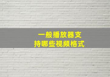 一般播放器支持哪些视频格式