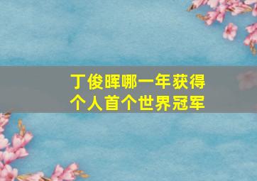 丁俊晖哪一年获得个人首个世界冠军