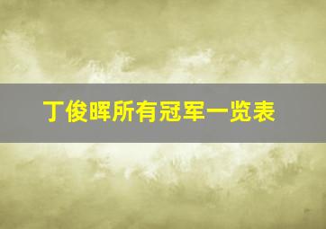 丁俊晖所有冠军一览表