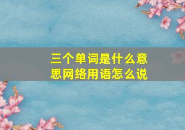 三个单词是什么意思网络用语怎么说