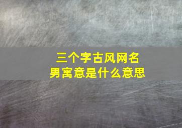 三个字古风网名男寓意是什么意思