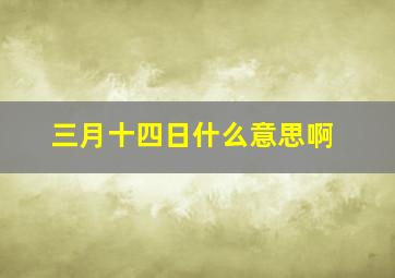 三月十四日什么意思啊