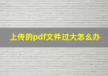 上传的pdf文件过大怎么办