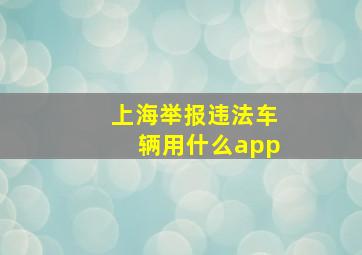 上海举报违法车辆用什么app