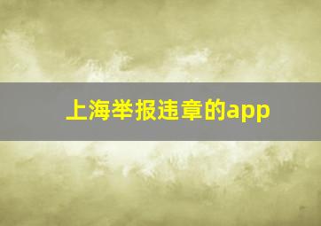 上海举报违章的app