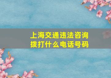 上海交通违法咨询拨打什么电话号码