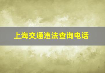 上海交通违法查询电话