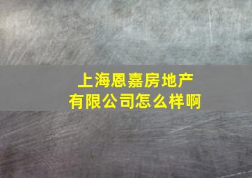 上海恩嘉房地产有限公司怎么样啊