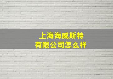 上海海威斯特有限公司怎么样