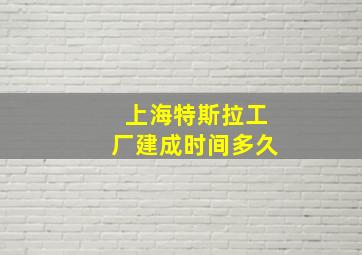 上海特斯拉工厂建成时间多久