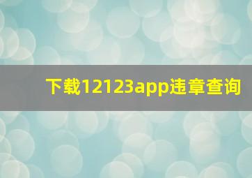 下载12123app违章查询