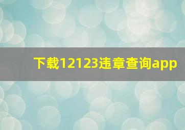 下载12123违章查询app