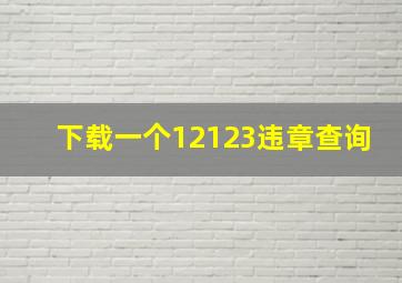 下载一个12123违章查询