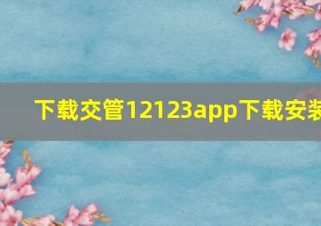 下载交管12123app下载安装