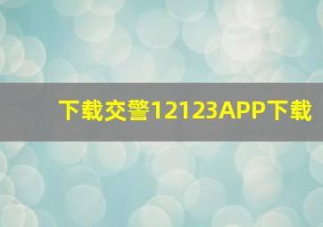 下载交警12123APP下载