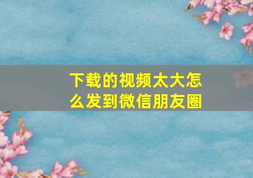 下载的视频太大怎么发到微信朋友圈