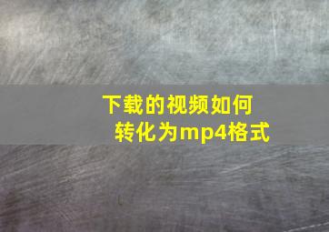 下载的视频如何转化为mp4格式