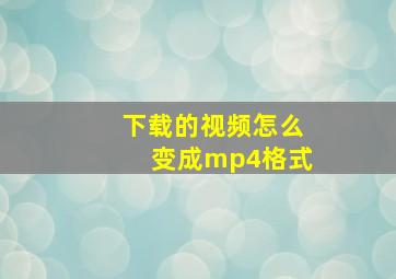 下载的视频怎么变成mp4格式